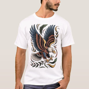 Camiseta Águia Americana Arte Neo-Tradicional Vintage Ameri
