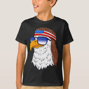 Camiseta Águia Americana Careca Mullet 4 De Julho Engraçado
