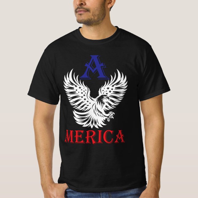 Camiseta Águia Americana com Bandeira Americana (Frente)