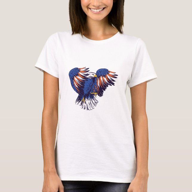 Camiseta Águia Americana com Cores de Bandeira dos EUA (Frente)