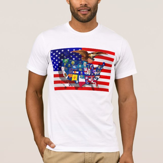 Camiseta Águia americana da bandeira americana de Eagle do (Frente)