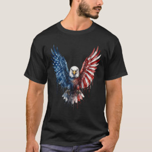 Camiseta Águia Americana de Aquarela Patriótica Bandeira Am