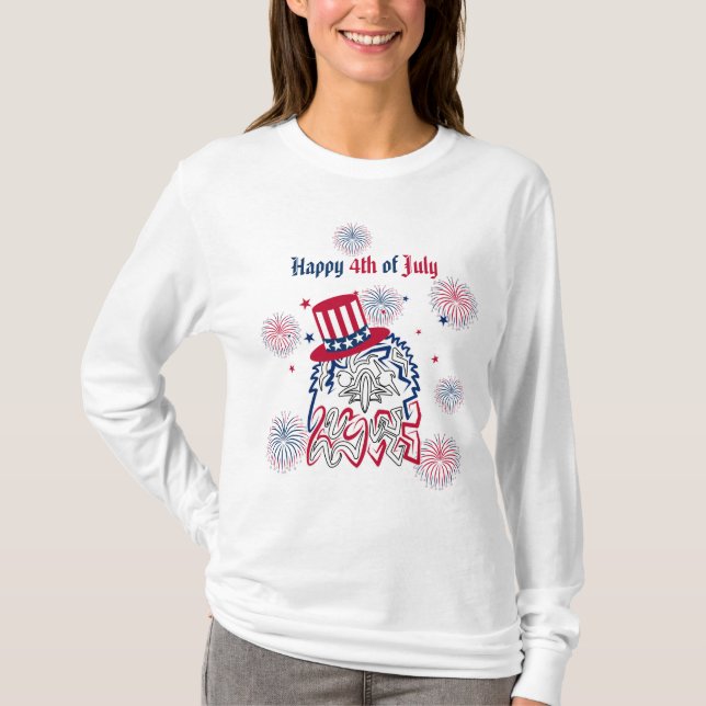 Camiseta Águia Americana do Dia da Independência em 4 de ju (Frente)