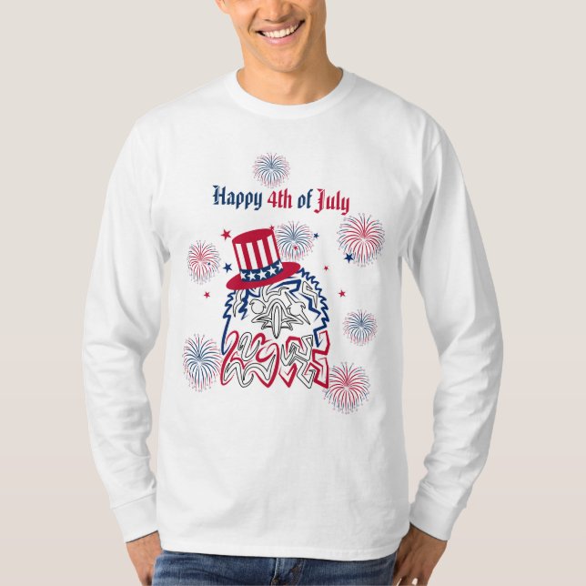 Camiseta Águia Americana do Dia da Independência em 4 de ju (Frente)