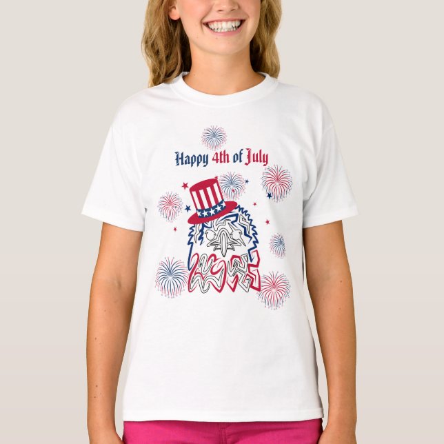 Camiseta Águia Americana do Dia da Independência em 4 de ju (Frente)