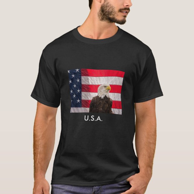 Camiseta Águia americana e a bandeira americana (Frente)