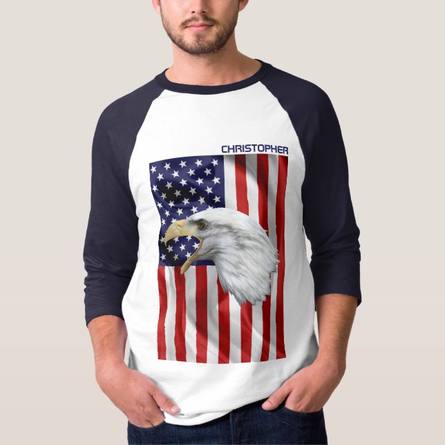 Camiseta Águia Americana em Choro, Bandeira dos EUA, Patrió (Frente)