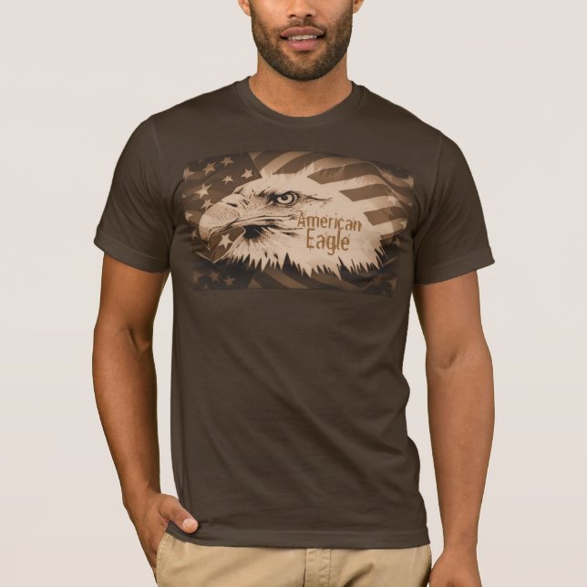 Camiseta Águia americana em tons castanhos neutrais (Frente)