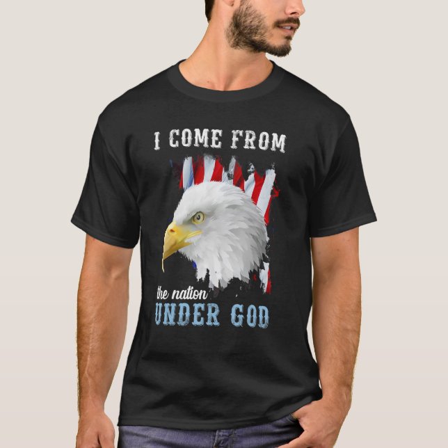 Camiseta Águia Americana Eu venho da Nação Sob Deus (Frente)
