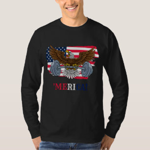 Camiseta Águia Americana Forte E Balda Com Bandeira America