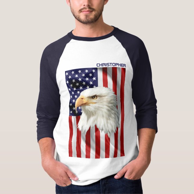Camiseta Águia Americana legal, Bandeira dos EUA, Patriótic (Frente)