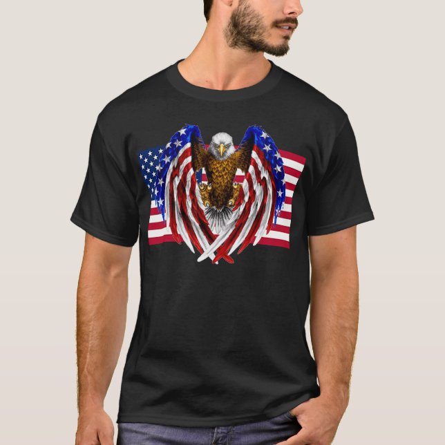 Camiseta Águia Americana na bandeira Americana (Frente)