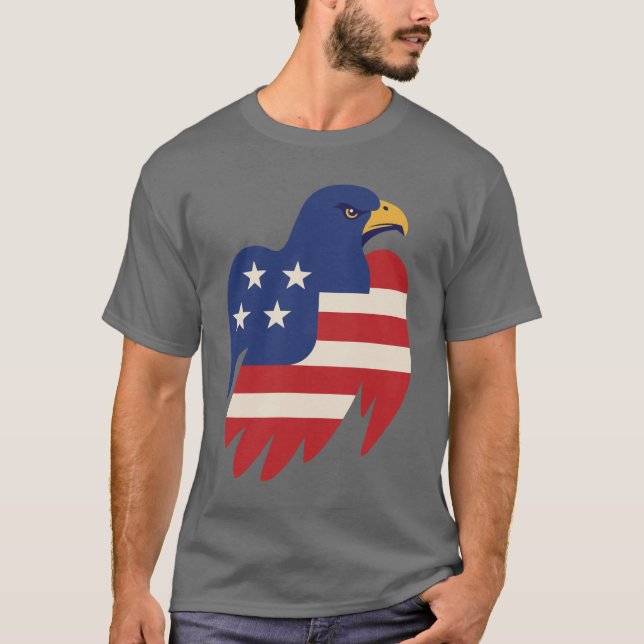 Camiseta Águia americana na vintage flag design (Frente)