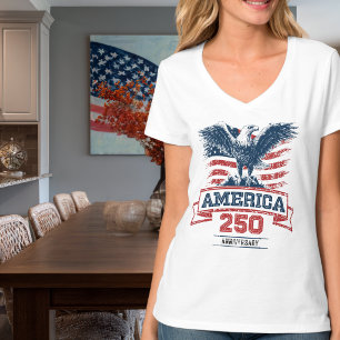 Camiseta Águia Americana Patriótica Feliz 250º Aniversário