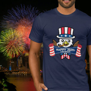 Camiseta Águia Americana Patriótica Feliz 250º Aniversário