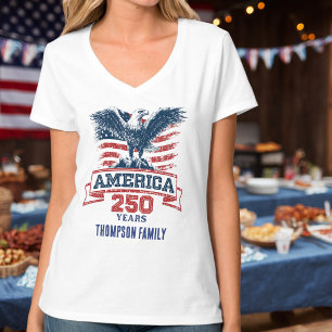 Camiseta Águia Americana Patriótica Feliz 250º Aniversário