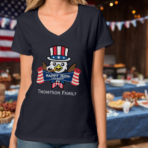 Camiseta Águia Americana Patriótica Feliz 250º Aniversário