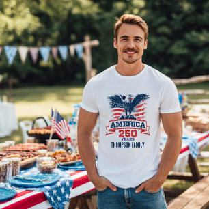 Camiseta Águia Americana Patriótica Feliz 250º Aniversário