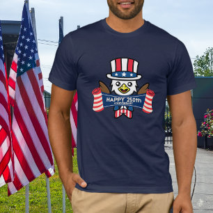 Camiseta Águia Americana Patriótica Feliz 250º Aniversário
