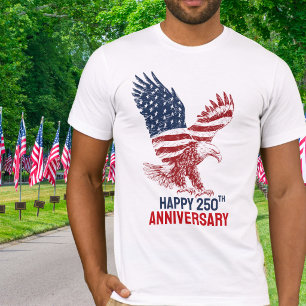 Camiseta Águia Americana Patriótica Feliz 250º Aniversário