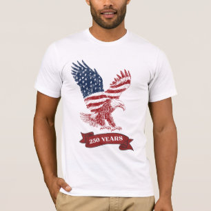 Camiseta Águia Americana Patriótica Feliz 250º Aniversário