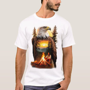 Camiseta 🦅 Águia Americana Pôr do Sol Selvagem Nativo Amer