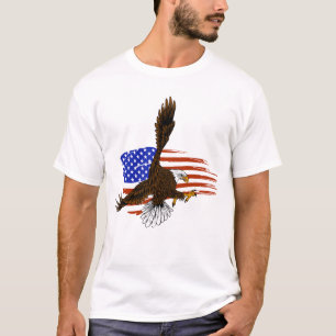 Camiseta Águia americana vetor contra a bandeira dos eua