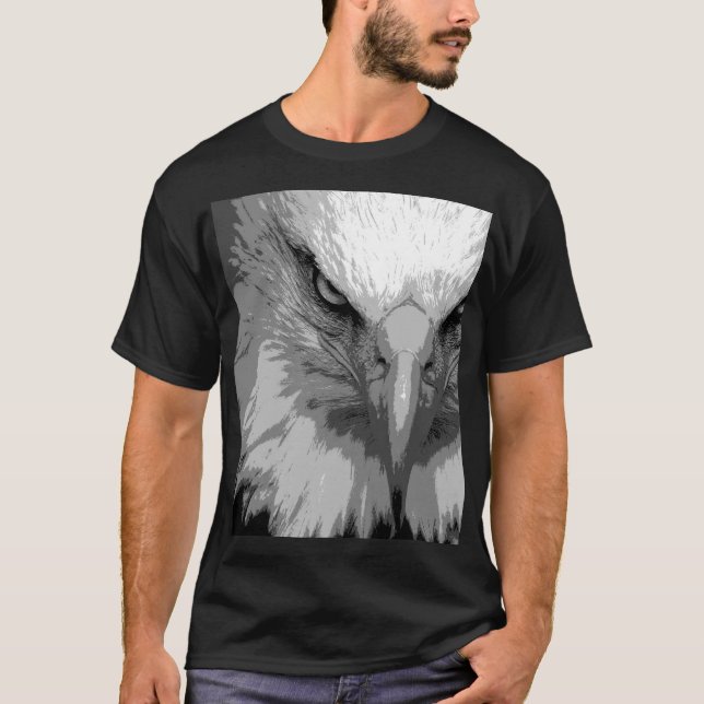 Camiseta Águia Animal Elegante Modelo preto (Frente)