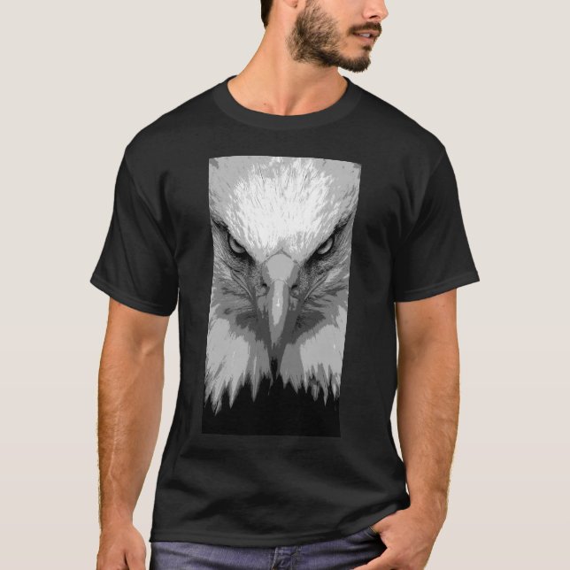 Camiseta Águia Animal Face Modelo Moderna Mens Pretos (Frente)