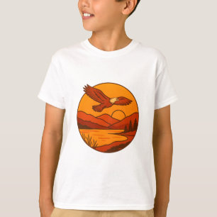 Camiseta Águia ao Sol - Arte Retro Selvagem à Natureza