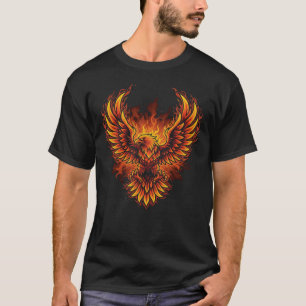 Camiseta Águia Ardente Espalhando Asas Motocicleta Patrióti
