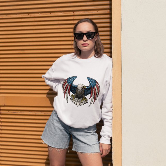 Camiseta Águia Bald Americana; Branco Vermelho e Azul (Criador carregado)