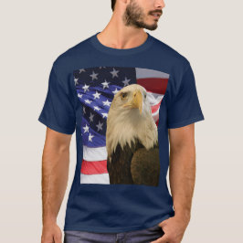 Camiseta Águia Bald Americana e Bandeira