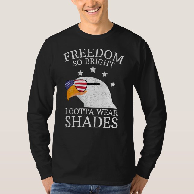 Camiseta Águia Bald Patriótica Vestindo Sombras Liberdade S (Frente)