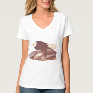 Camiseta Águia Balda Clássica de Audubon com Peixe de Cap