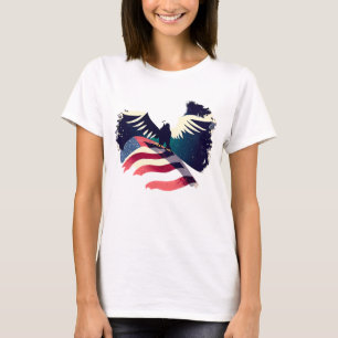 Camiseta Águia Careca Bandeira Americana Grungy