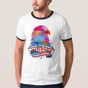 Camiseta Águia Careca EUA, Bandeira Americana Patriótica