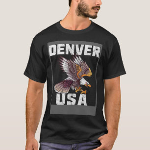 Camiseta Águia Careca EUA Colorado Denver Distressed Retro