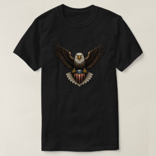 Camiseta Águia Careca Patriótica com Escudo da Bandeira Ame