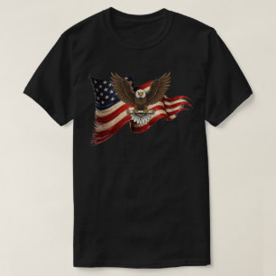 Camiseta Águia Careca Patriótica e Bandeira Americana