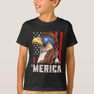 Camiseta Águia Careca Patriótica Mullet Merica Bandeira Dos