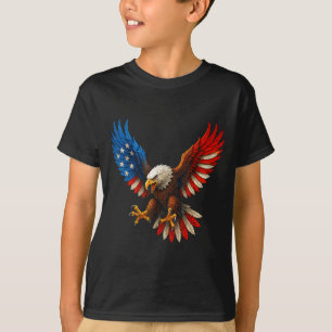 Camiseta Águia Careca Retro Bandeira Americana 4 de Julho
