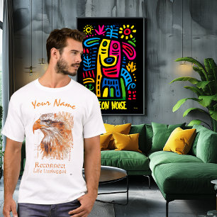 Camiseta Águia Cibernética Laranja – Nome Personalizado Rec