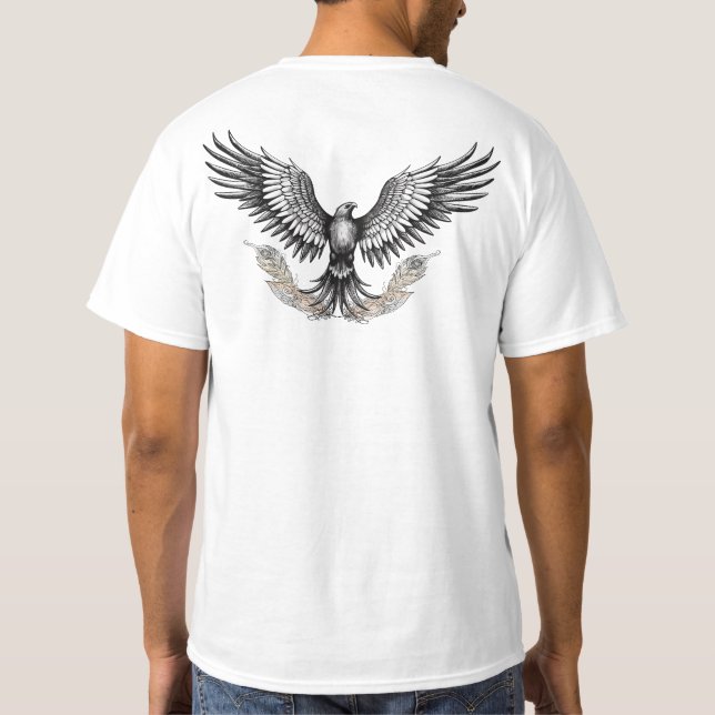 Camiseta Águia com Penas de Ornamentado (Verso)