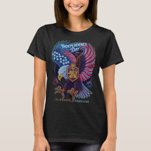 Camiseta Águia da Liberdade Radiante: Arte Elétrica de 4 de