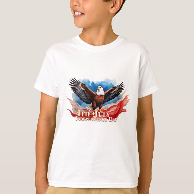 Camiseta Águia do 4 de julho - Design de Arte Patriótica (Frente)