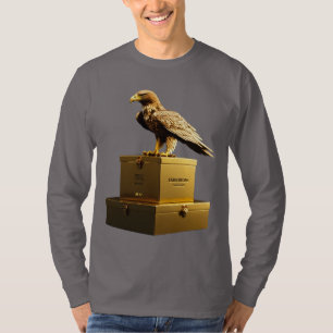 Camiseta Águia Dourada Majestosa Escura - Capa Longa Premiu