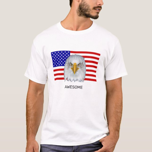 Camiseta Águia e bandeira americana T-Shirt (Frente)
