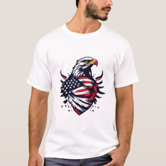 Camiseta Águia e bandeira da América - Simbolismo Patriótic