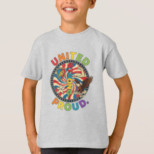Camiseta Águia e Escudo Americano Unido Forte Orgulhoso